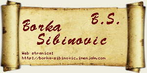 Borka Sibinović vizit kartica